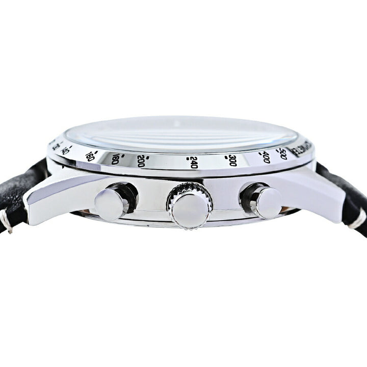 サクスニーイザック クオーツ クロノグラフ SY15221-GN メンズ 電池式 ブラックダイヤル 革ベルト