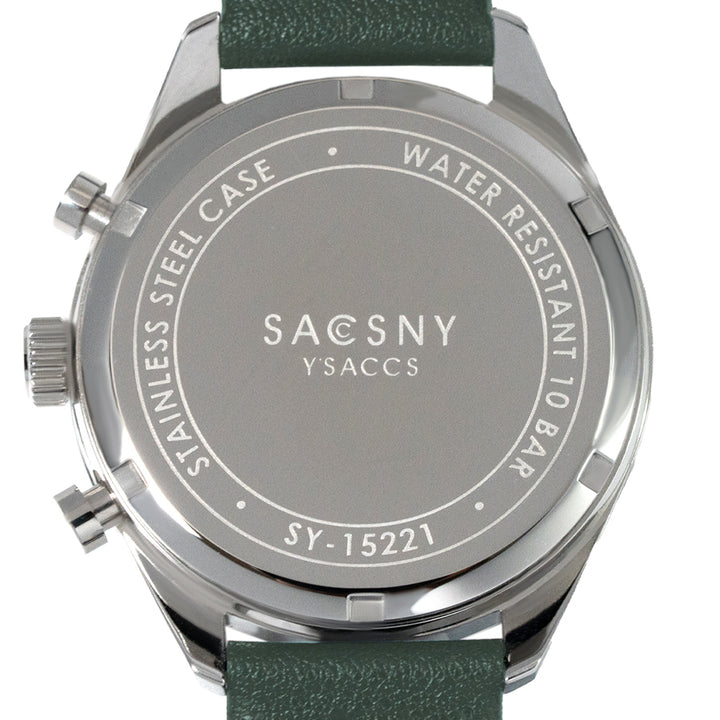 サクスニーイザック クオーツ クロノグラフ SY15221-GR2 メンズ 電池式 グリーンダイヤル 革ベルト LB202