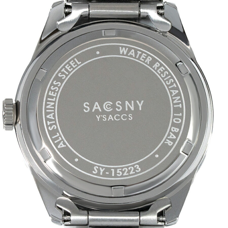 サクスニーイザック 3針 ダイバーデザイン SY15223-BK メンズ クオーツ 電池式 ブラックダイヤル メタルバンド