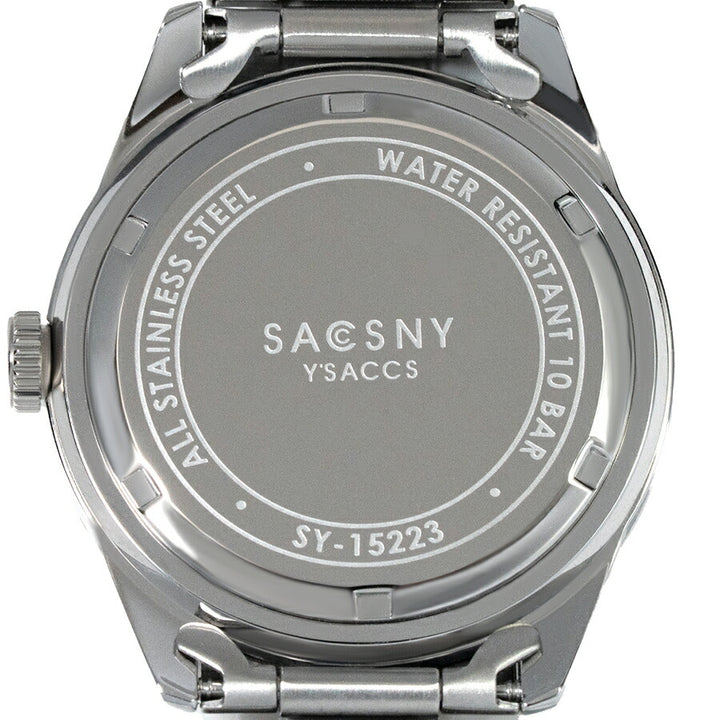 サクスニーイザック 3針 ダイバーデザイン SY15223-BK メンズ クオーツ 電池式 ブラックダイヤル メタルバンド