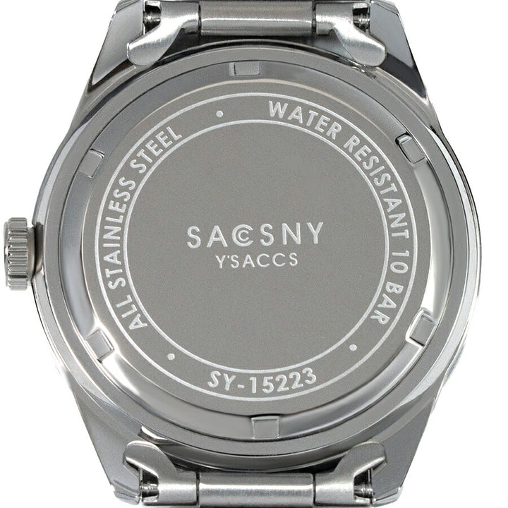 サクスニーイザック 3針 ダイバーデザイン SY15223-RE メンズ クオーツ 電池式 レッドダイヤル メタルバンド