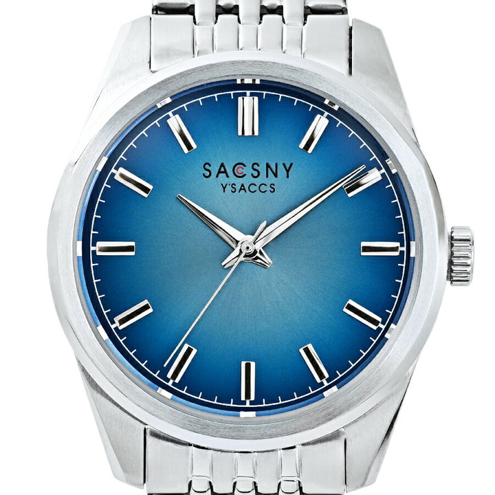 サクスニーイザック 3針 SY15225-BL メンズ クオーツ 電池式 ブルーダイヤル メタルバンド