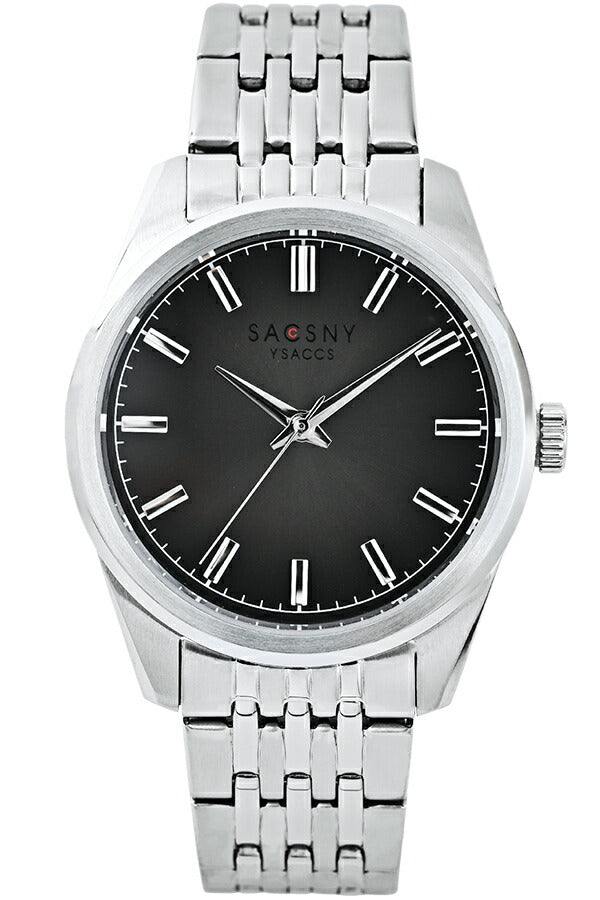 サクスニーイザック 3針 SY15225-GN メンズ クオーツ 電池式 ブラックダイヤル メタルバンド