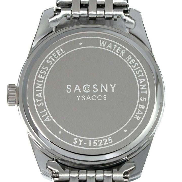 サクスニーイザック 3針 SY15225-GN メンズ クオーツ 電池式 ブラックダイヤル メタルバンド