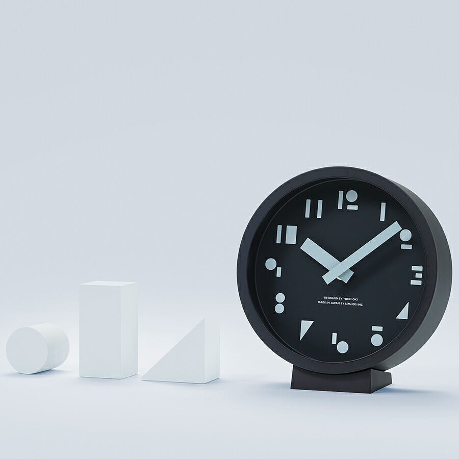 タカタレムノス 置き時計 カーサ M,S,S. エムエスエス 丸 三角 四角 クオーツ 電池式 ブラック 大木 陽平 SYO25-10BK