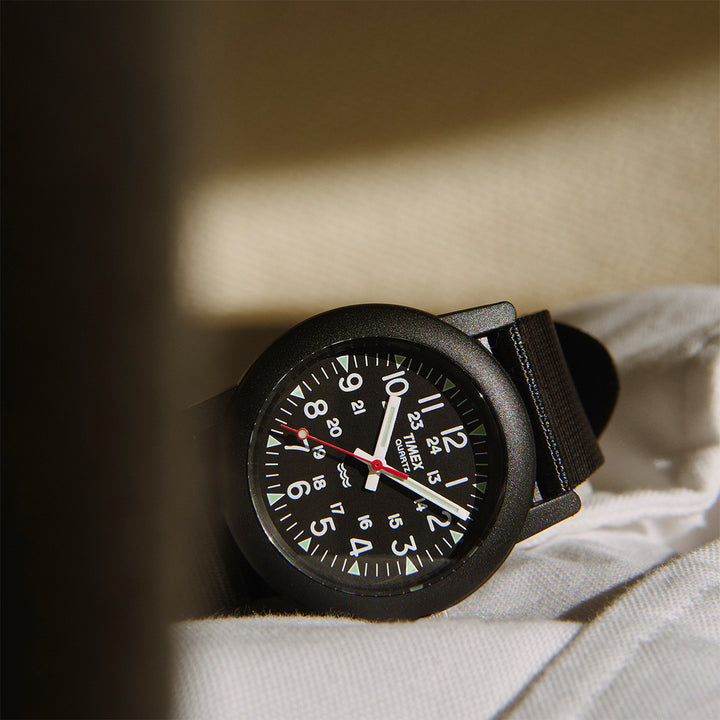 タイメックス キャンパー 34mm 復刻モデル チビミリ ブラック T18581 メンズ レディース クオーツ 電池式 ナイロンバンド