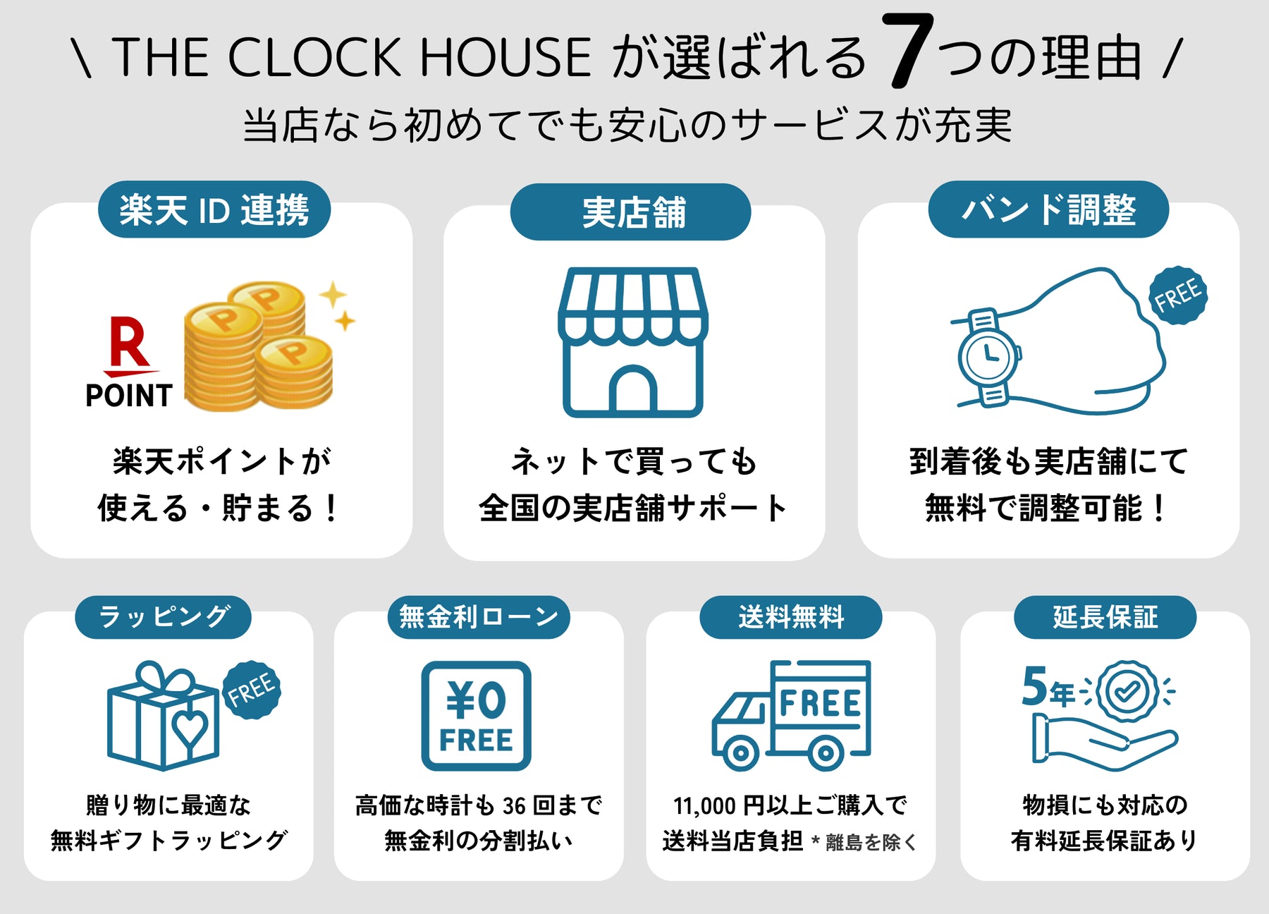ザ・クロックハウスオンラインストアが選ばれる7つの理由