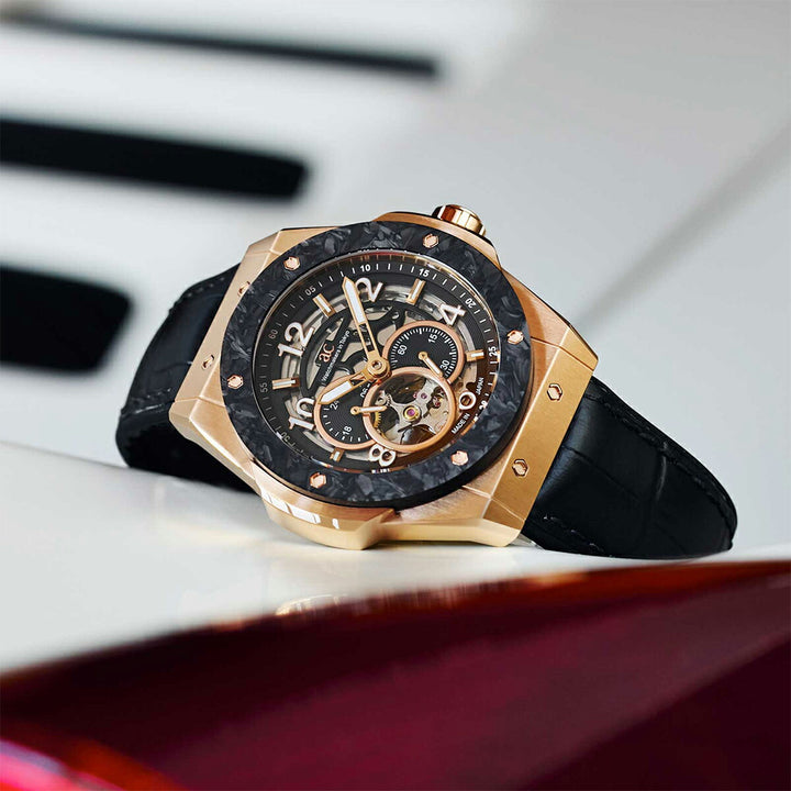 エンジェルクローバー タイムクラフト 日本製モデル TCJ45PBK-BK メンズ 機械式 自動巻き スケルトン 革ベルト ブラック