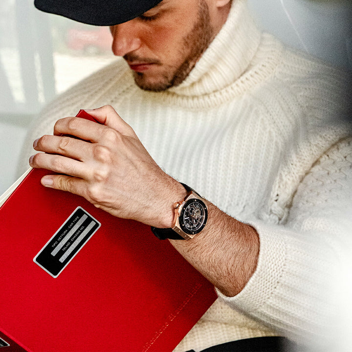 エンジェルクローバー タイムクラフト 日本製モデル TCJ45PBK-BK メンズ 機械式 自動巻き スケルトン 革ベルト ブラック