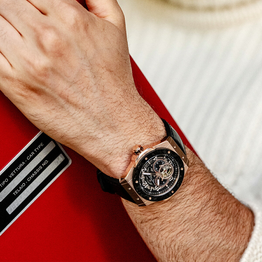 エンジェルクローバー タイムクラフト 日本製モデル TCJ45PBK-BK メンズ 機械式 自動巻き スケルトン 革ベルト ブラック