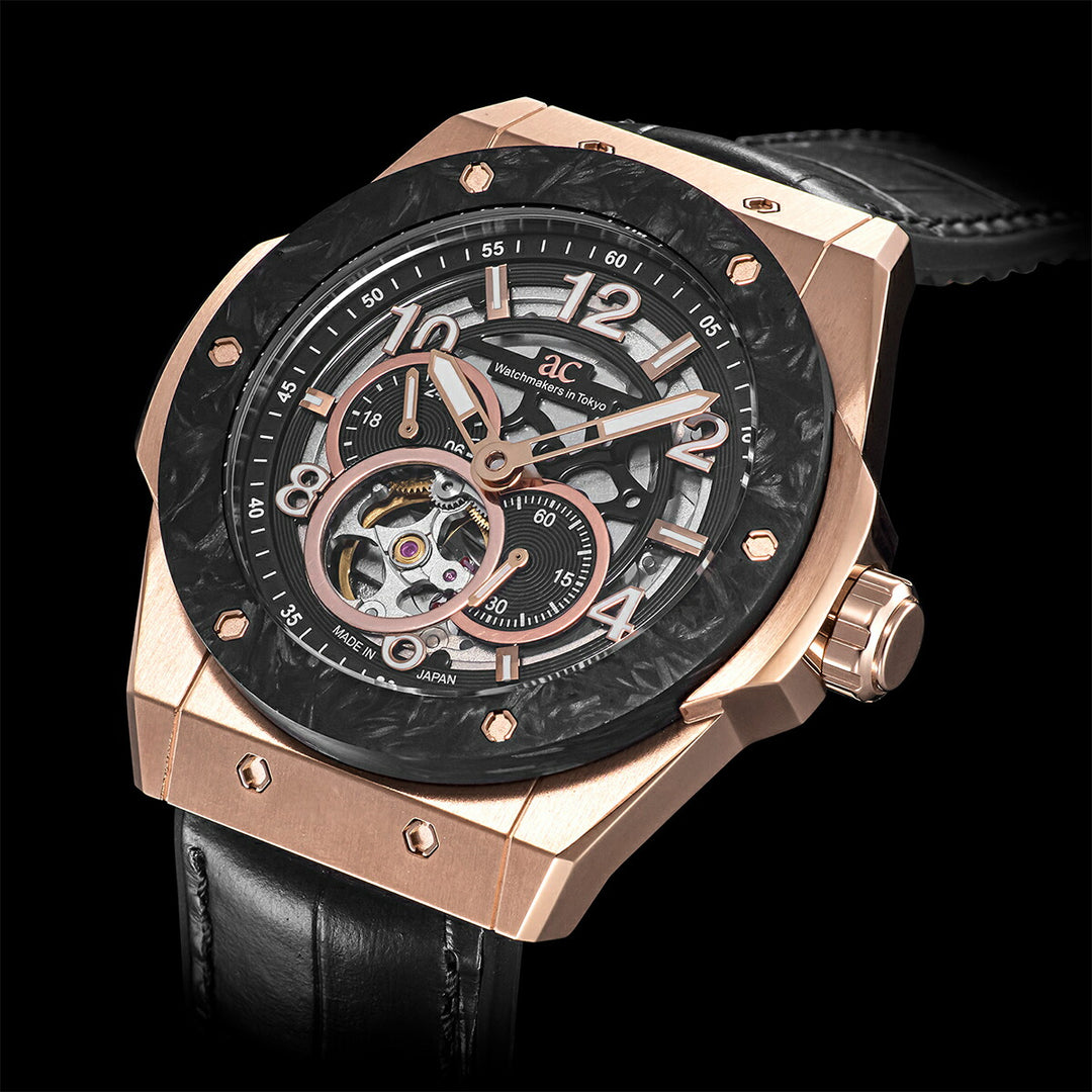 エンジェルクローバー タイムクラフト 日本製モデル TCJ45PBK-BK メンズ 機械式 自動巻き スケルトン 革ベルト ブラック