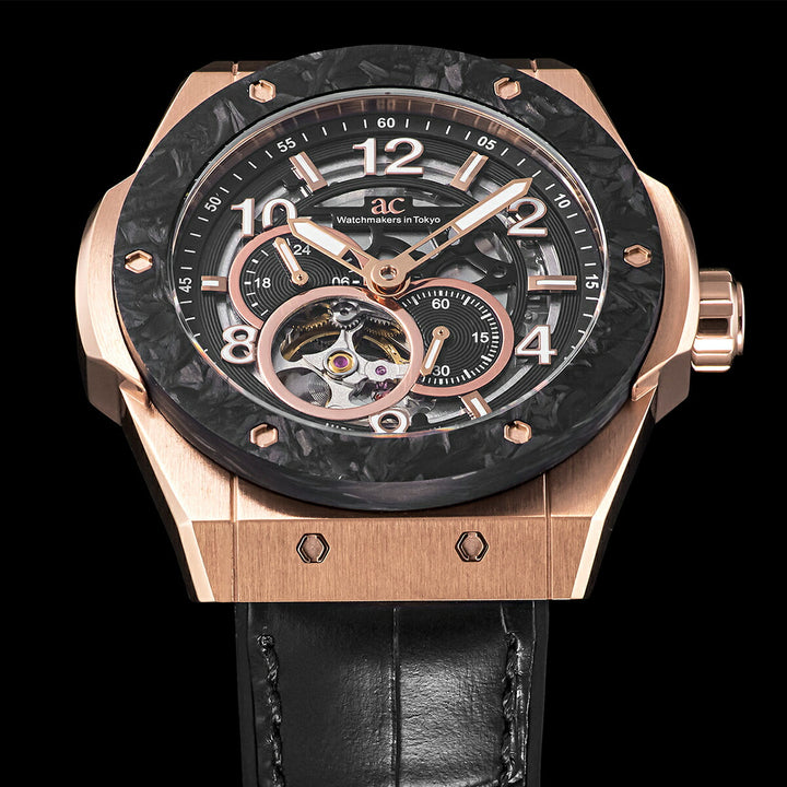 エンジェルクローバー タイムクラフト 日本製モデル TCJ45PBK-BK メンズ 機械式 自動巻き スケルトン 革ベルト ブラック