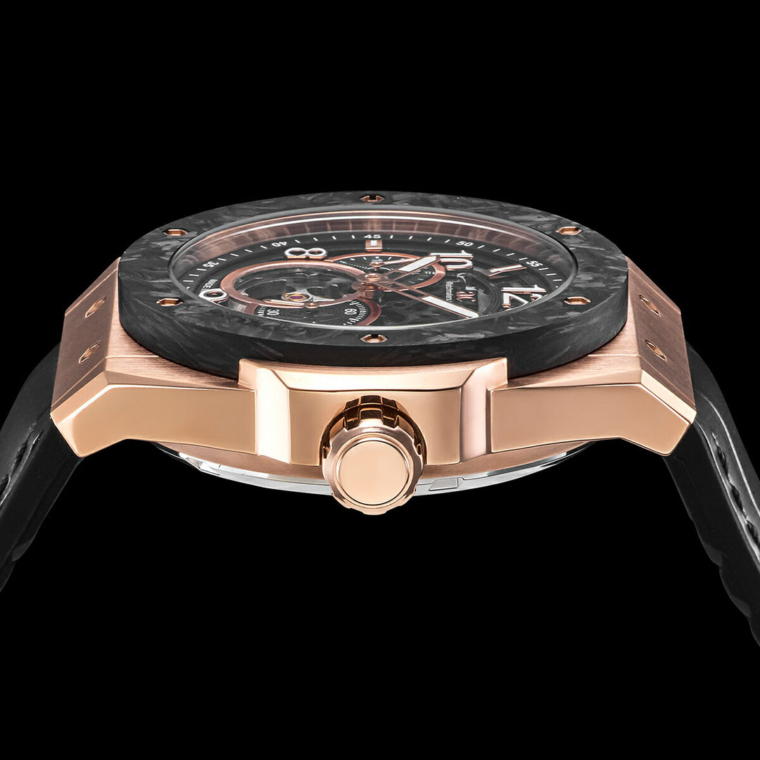 エンジェルクローバー タイムクラフト 日本製モデル TCJ45PBK-BK メンズ 機械式 自動巻き スケルトン 革ベルト ブラック