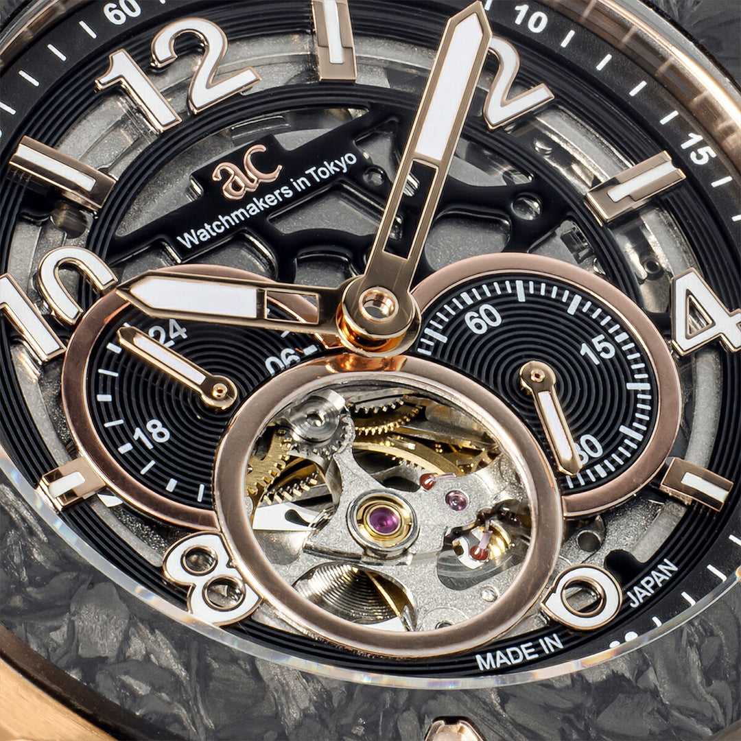 エンジェルクローバー タイムクラフト 日本製モデル TCJ45PBK-BK メンズ 機械式 自動巻き スケルトン 革ベルト ブラック