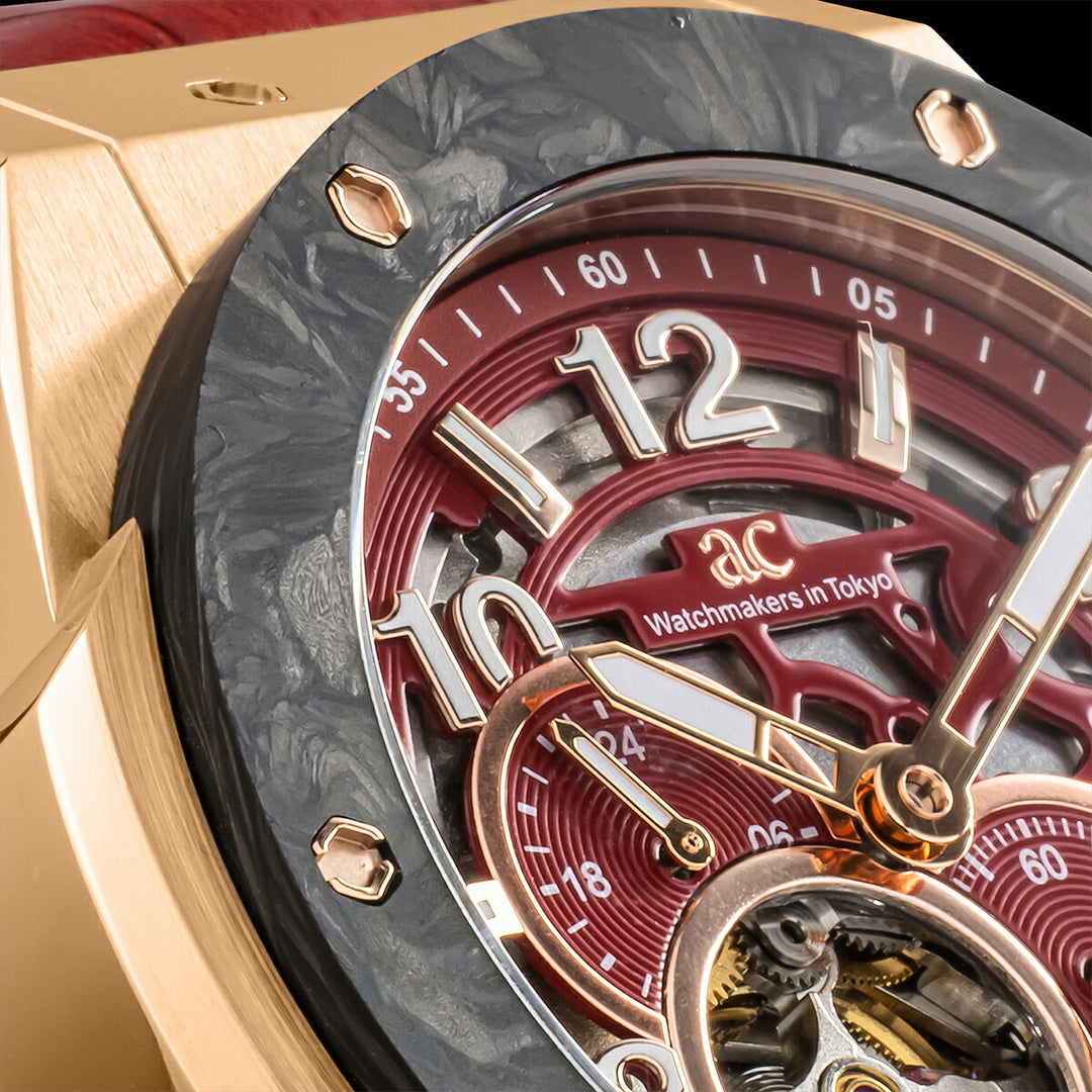エンジェルクローバー タイムクラフト 日本製モデル TCJ45PRE-RE メンズ 機械式 自動巻き スケルトン 革ベルト レッド
