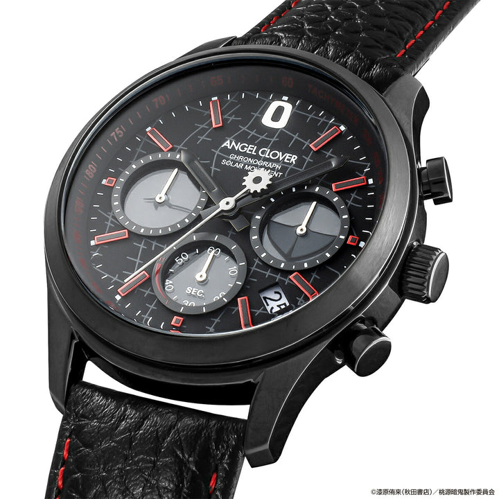 エンジェルクローバー アニメ『桃源暗鬼』 コラボレーションモデル 皇后崎迅 TG40-KO メンズ ソーラー クロノグラフ ブラック 革ベルト