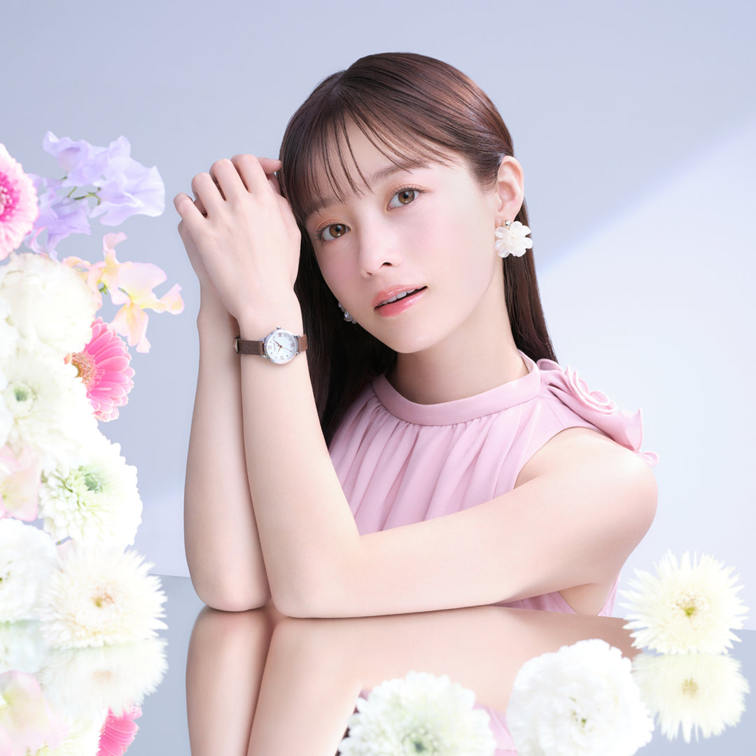 エンジェルハート トゥインクルタイム TTN25S-BW レディース ソーラー ホワイトダイヤル ブラウン 革ベルト メッシュ替えベルト付き