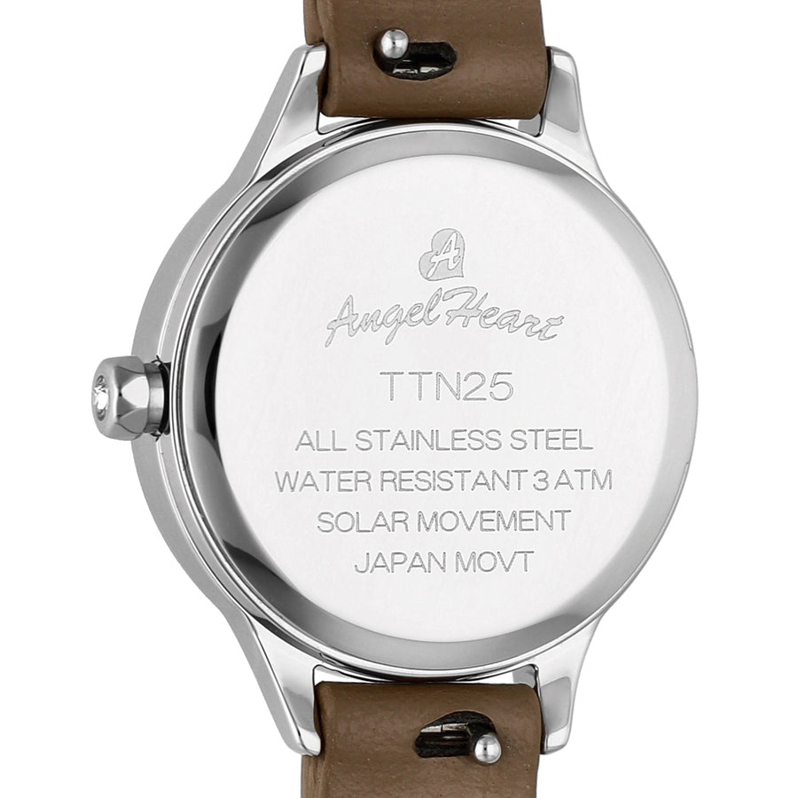 エンジェルハート Twinkle Time トゥインクルタイム UDフォント TTN25S-TP レディース 腕時計 ソーラー ホワイトダイヤル トープ 革ベルト 替えベルト付き