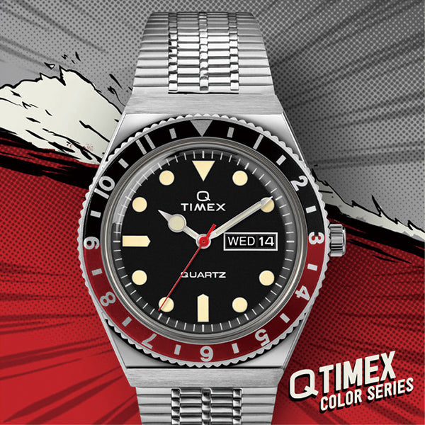 TIMEX Q TIMEX コークベゼルモデル TW2U61300 メンズ 腕時計 クオーツ 電池式 ブラックダイヤル メタルバンド デイデイト