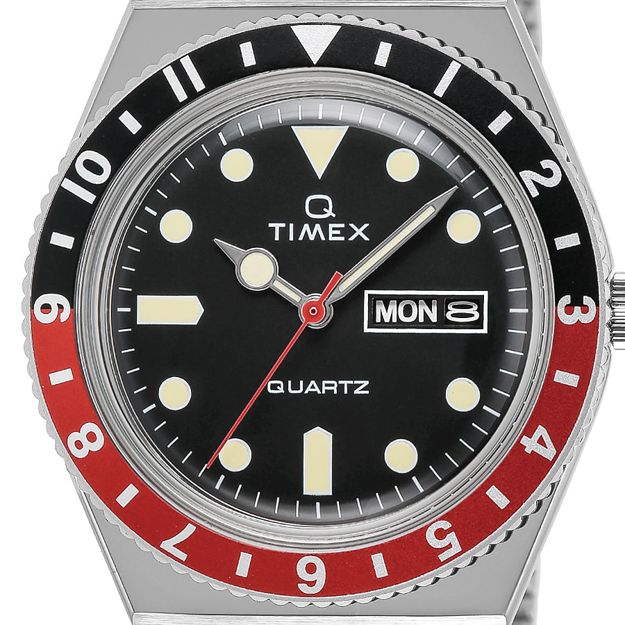 TIMEX Q TIMEX コークベゼルモデル TW2U61300 メンズ 腕時計 クオーツ 電池式 ブラックダイヤル メタルバンド デイデイト