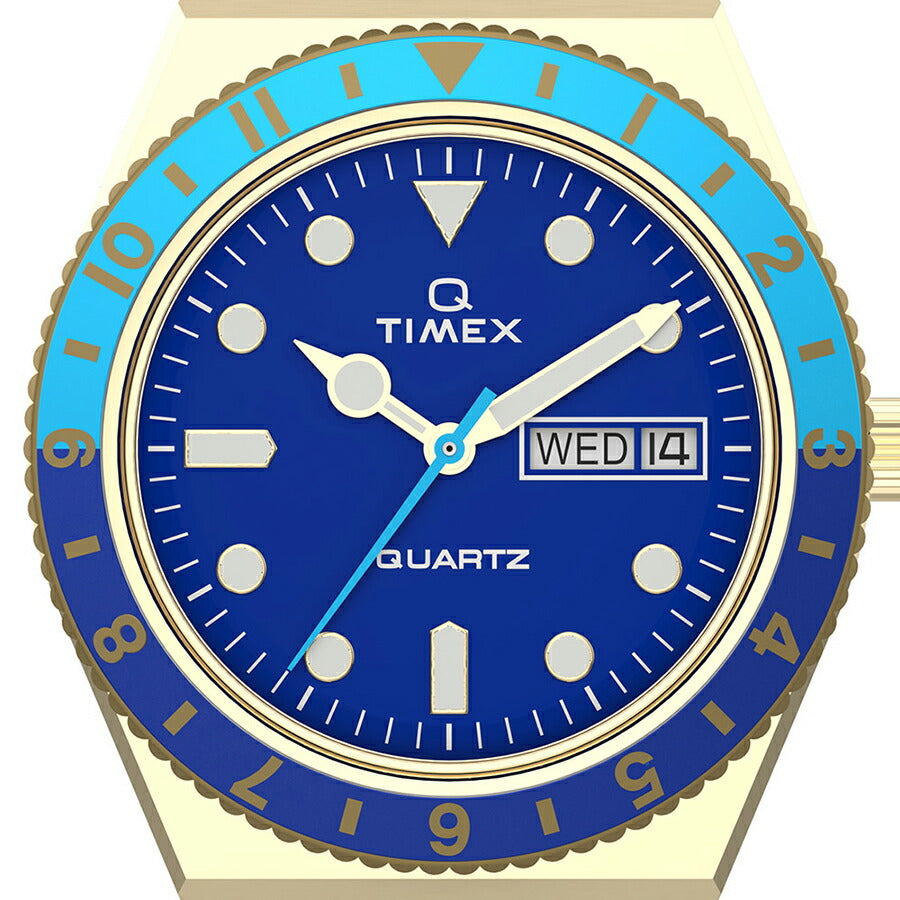 タイメックス Q TIMEX マリブ TW2V38500 メンズ レディース 腕時計 電池式 クオーツ ブルーダイヤル イエローゴールド