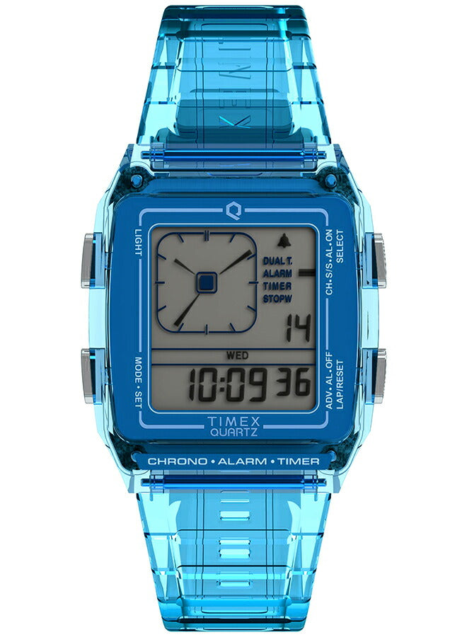 タイメックス Q LCA トランスパレント TW2W45100 メンズ レディース 腕時計 電池式 デジアナ スケルトン ブルー