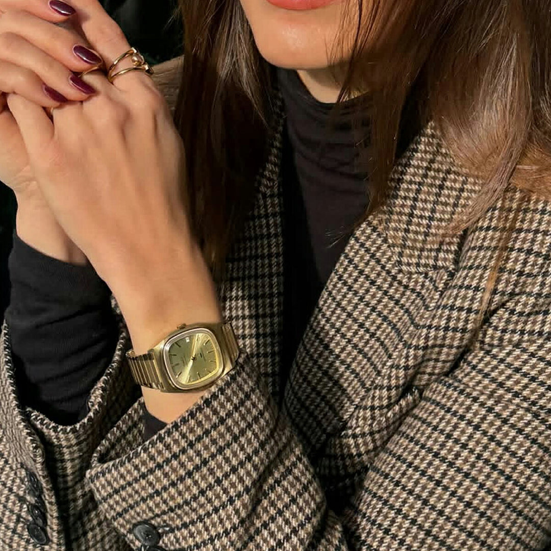 タイメックス 1983 E-Line 復刻モデル TVダイヤル TW2Y07200 メンズ レディース 機械式 自動巻き エクスパンションベルト ゴールド