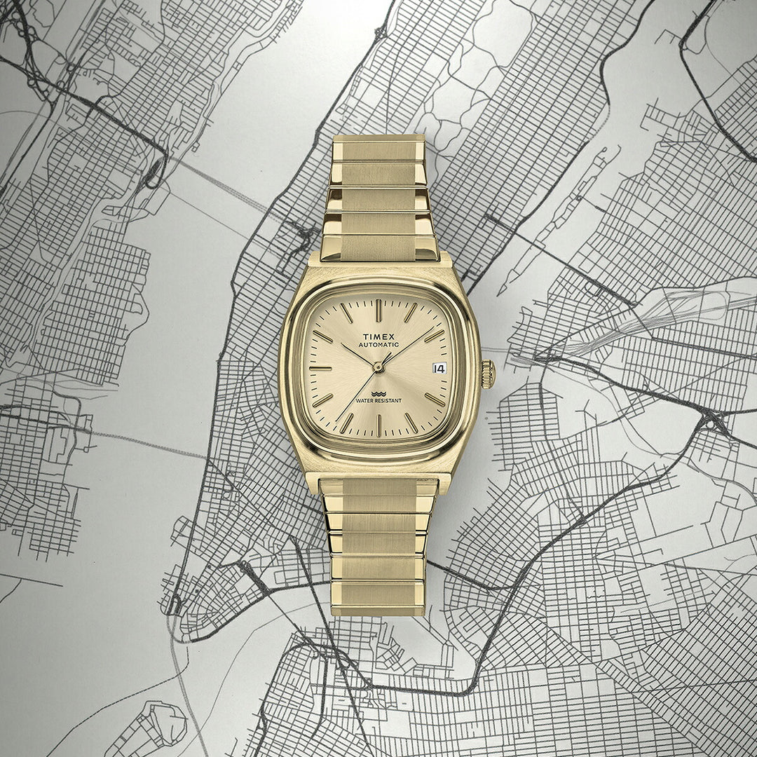 タイメックス 1983 E-Line 復刻モデル TVダイヤル TW2Y07200 メンズ レディース 機械式 自動巻き エクスパンションベルト ゴールド