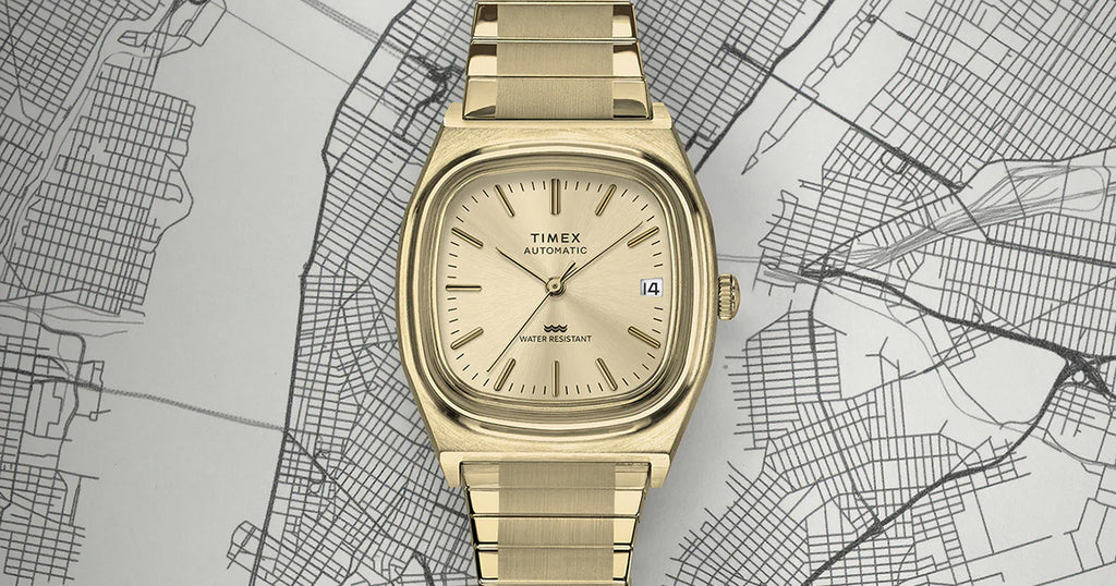 タイメックス 1983 E-Line 復刻モデル TVダイヤル TW2Y07200 メンズ レディース 機械式 自動巻き エクスパンションベルト ゴールド