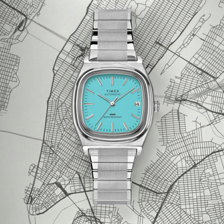 タイメックス 1983 E-Line 復刻モデル TVダイヤル TW2Y07300 メンズ レディース 機械式 自動巻き エクスパンションベルト ブルー