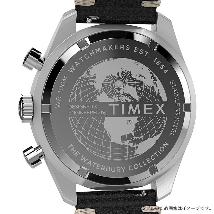 タイメックス ウォーターベリー トラディショナル クロノグラフ TW2Y18600 メンズ 腕時計 クオーツ 電池式 ブルーダイヤル ブラック 革ベルト
