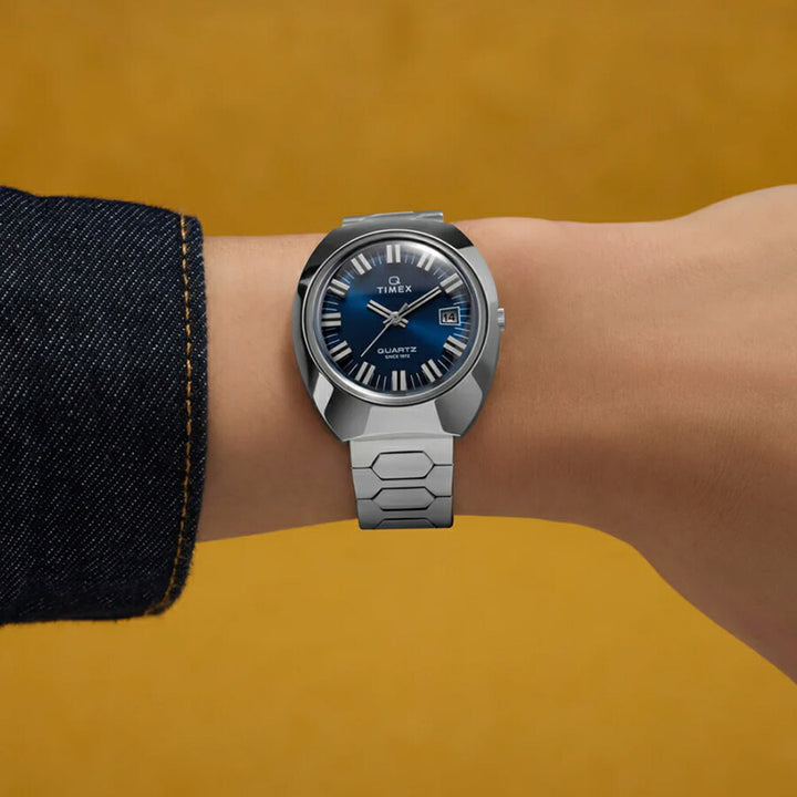 タイメックス Q TIMEX 1972 タイムマシン 復刻モデル TW2Y33100 メンズ クオーツ 電池式 ブルーダイヤル シルバー メタルバンド