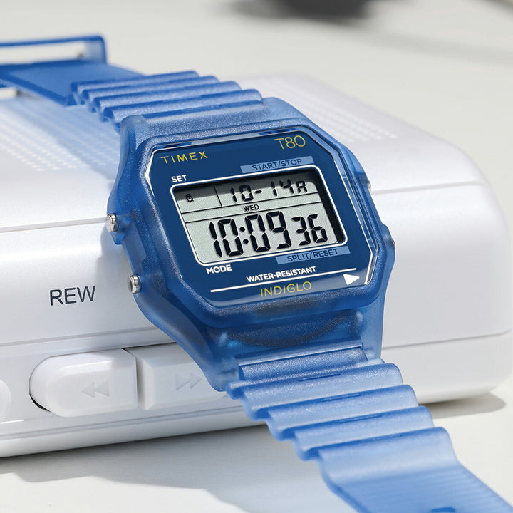 タイメックス T80 トランスルーセント TW2Y34200 メンズ レディース 電池式 クオーツ デジタル 半透明 ブルー