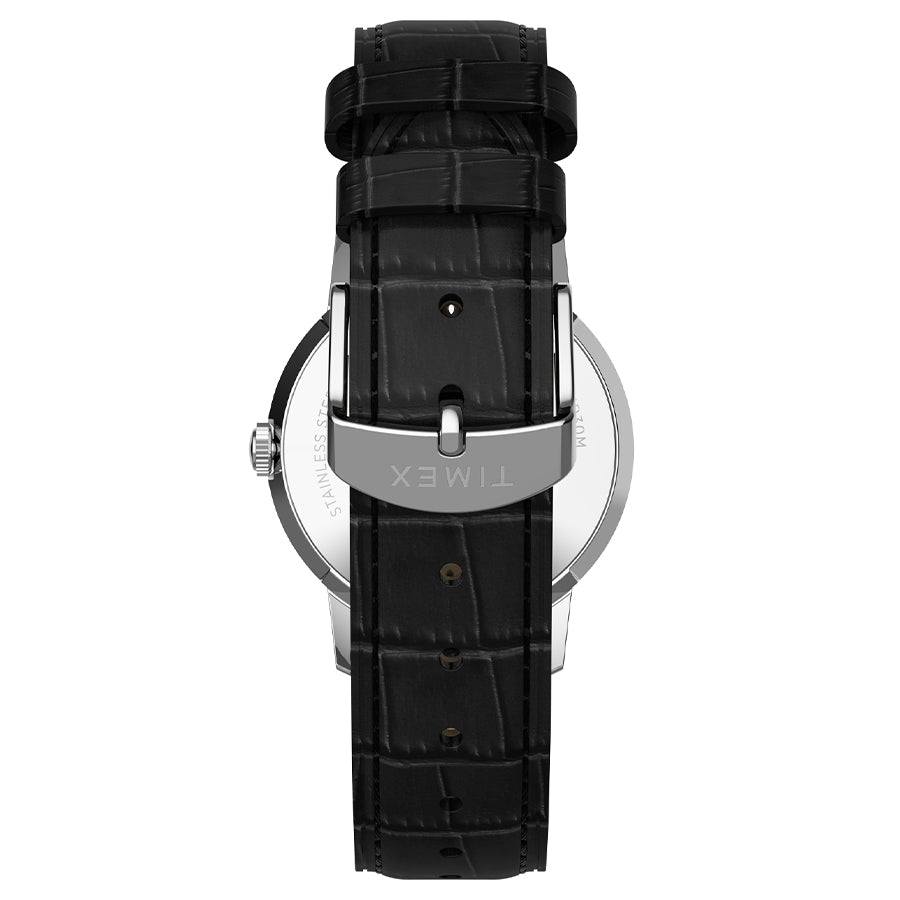 タイメックス Marlin マーリン 34mm TW2Y37600 メンズ レディース クオーツ 電池式 3針 シルバーダイヤル ブラック 革ベルト