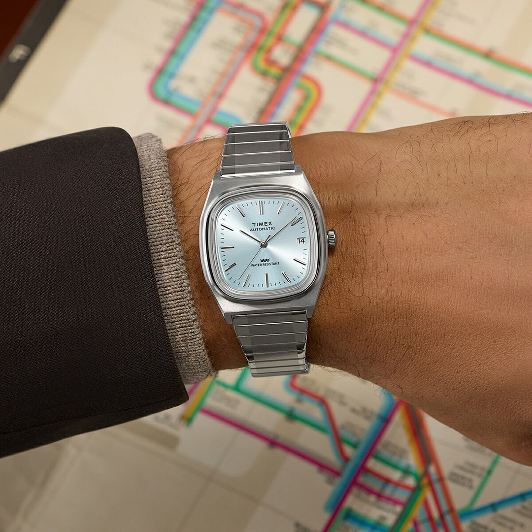 タイメックス 1983 E-Line 復刻 シーズン限定モデル TVダイヤル TW2Y66700 メンズ レディース 機械式 自動巻き エクスパンションベルト ライトブルー