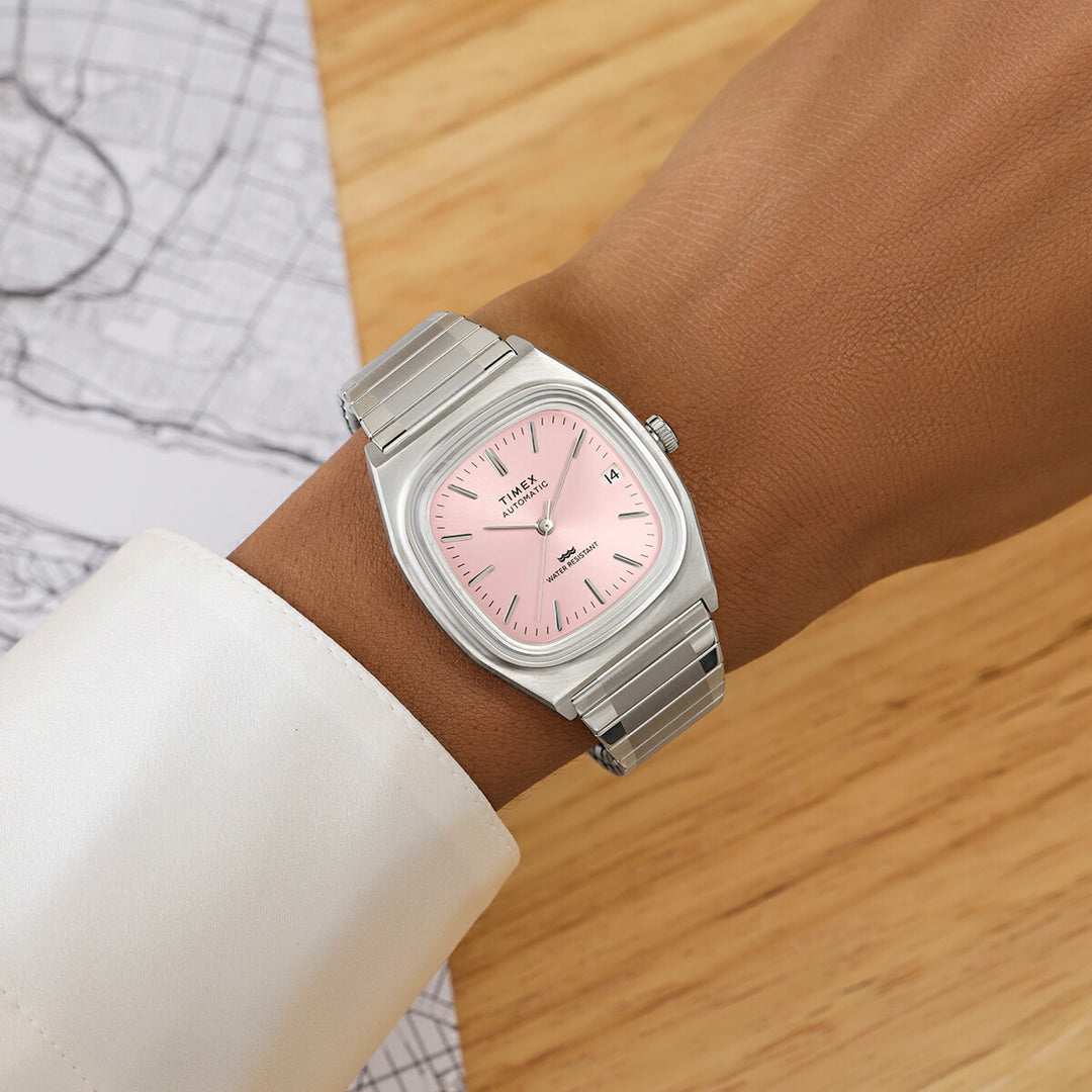 タイメックス 1983 E-Line 復刻 シーズン限定モデル TVダイヤル TW2Y66800 メンズ レディース 機械式 自動巻き エクスパンションベルト ピンク