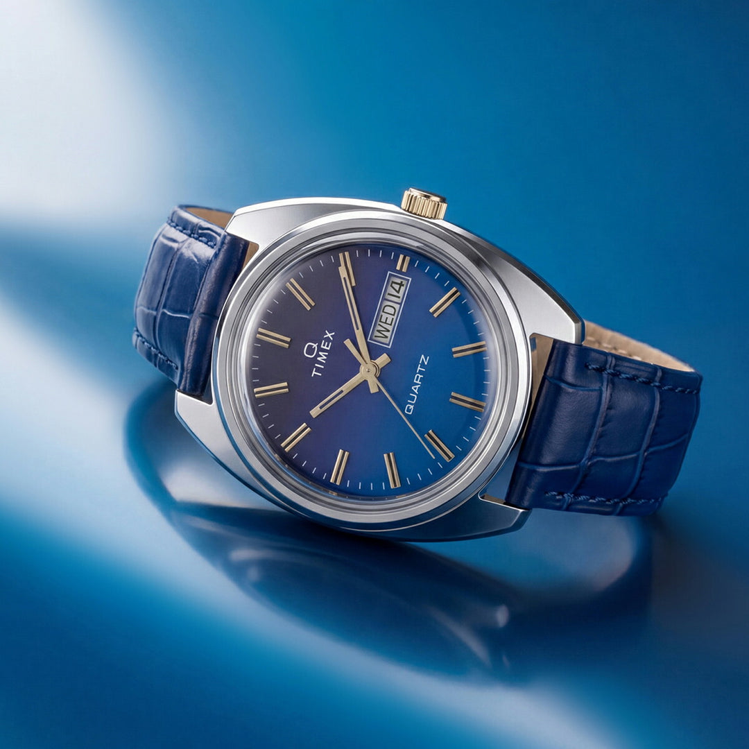 タイメックス Q TIMEX 1978 デイデイト フュメダイヤル 復刻モデル ブルーグラデーション TW2Y87100 メンズ クオーツ 電池式 革ベルト
