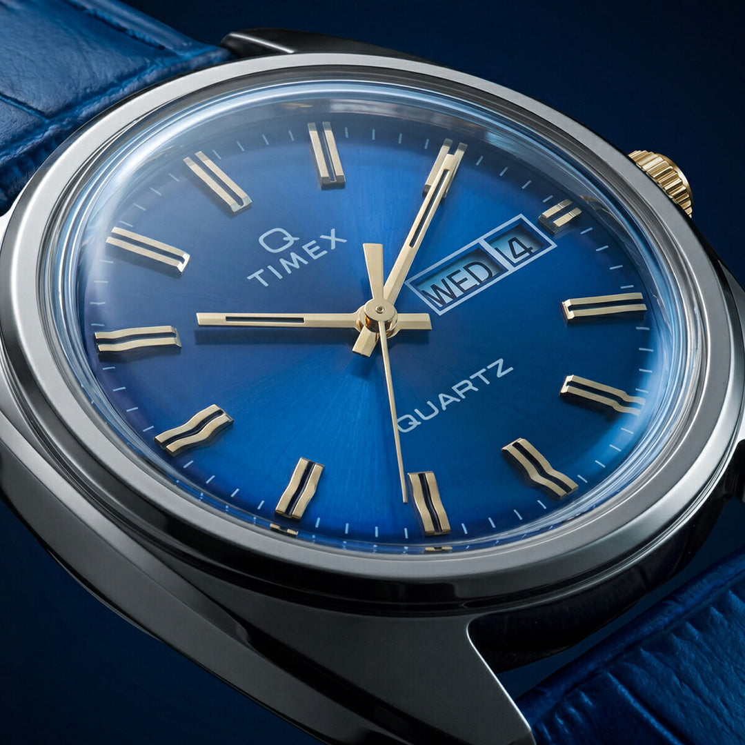 タイメックス Q TIMEX 1978 デイデイト フュメダイヤル 復刻モデル ブルーグラデーション TW2Y87100 メンズ クオーツ 電池式 革ベルト