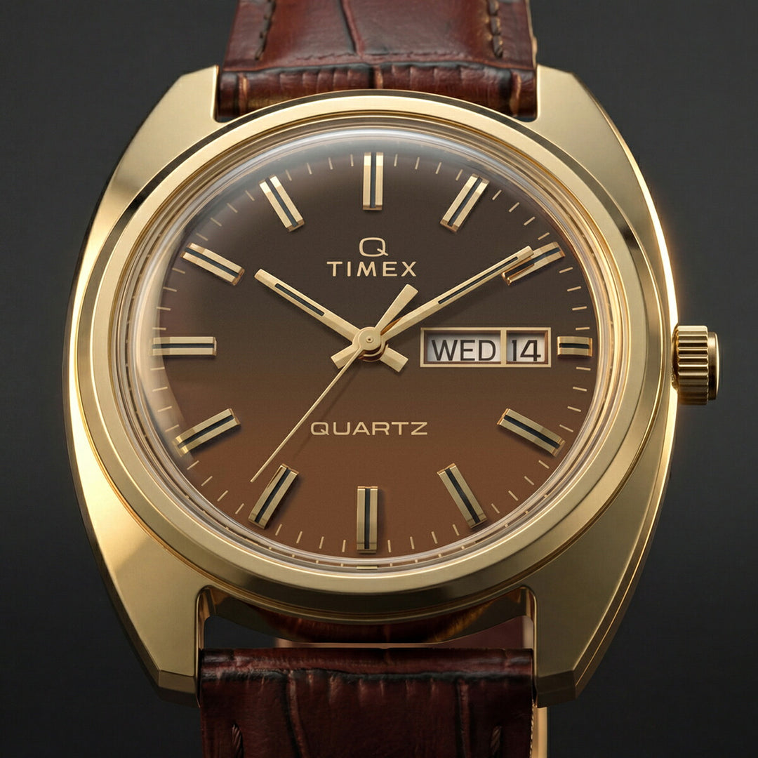 タイメックス Q TIMEX 1978 デイデイト フュメダイヤル 復刻モデル ブラウングラデーション TW2Y87200 メンズ クオーツ 電池式 革ベルト