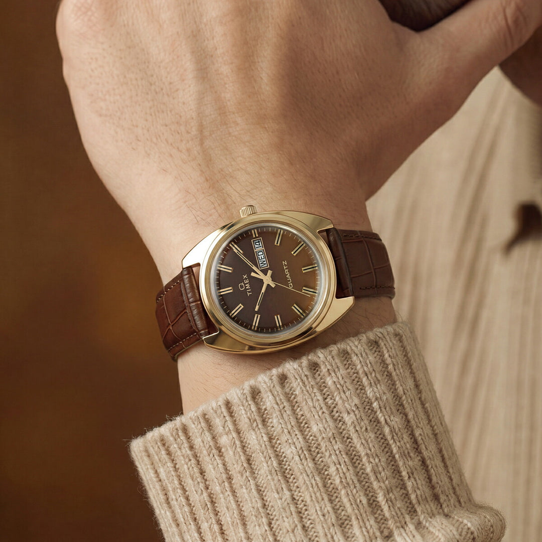 タイメックス Q TIMEX 1978 デイデイト フュメダイヤル 復刻モデル ブラウングラデーション TW2Y87200 メンズ クオーツ 電池式 革ベルト