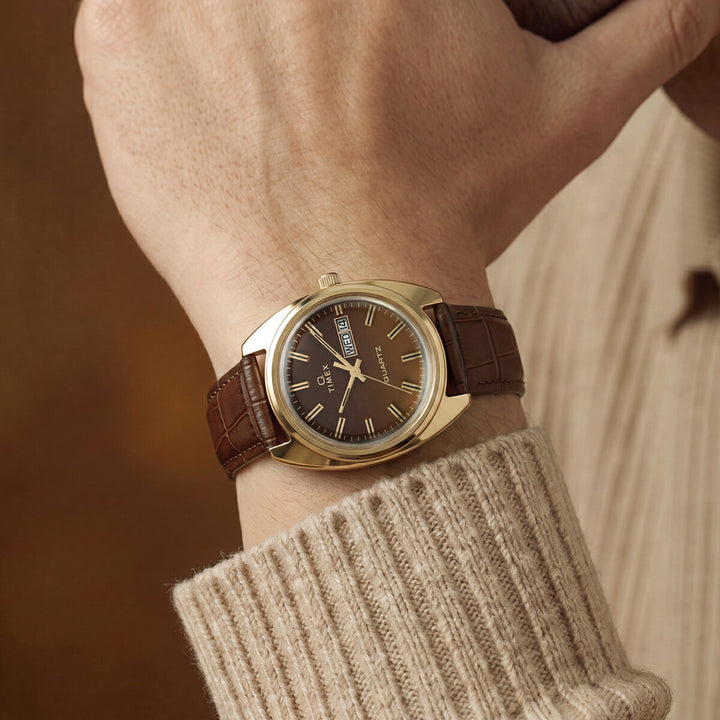 タイメックス Q TIMEX 1978 デイデイト フュメダイヤル 復刻モデル ブラウングラデーション TW2Y87200 メンズ クオーツ 電池式 革ベルト