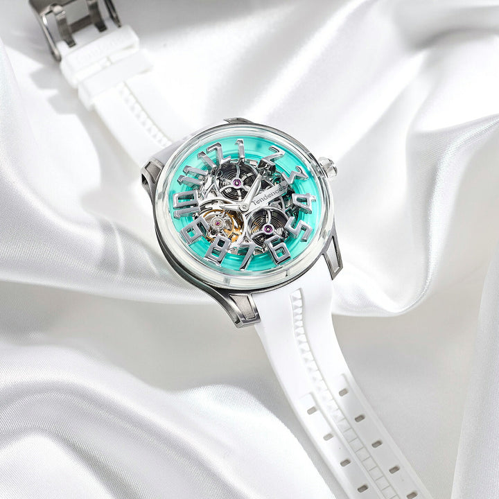 テンデンス K9 Tourbillion トゥールビリオン 限定モデル 第4弾 TY230006 メンズ 機械式 手巻き シリコンバンド ライトブルー