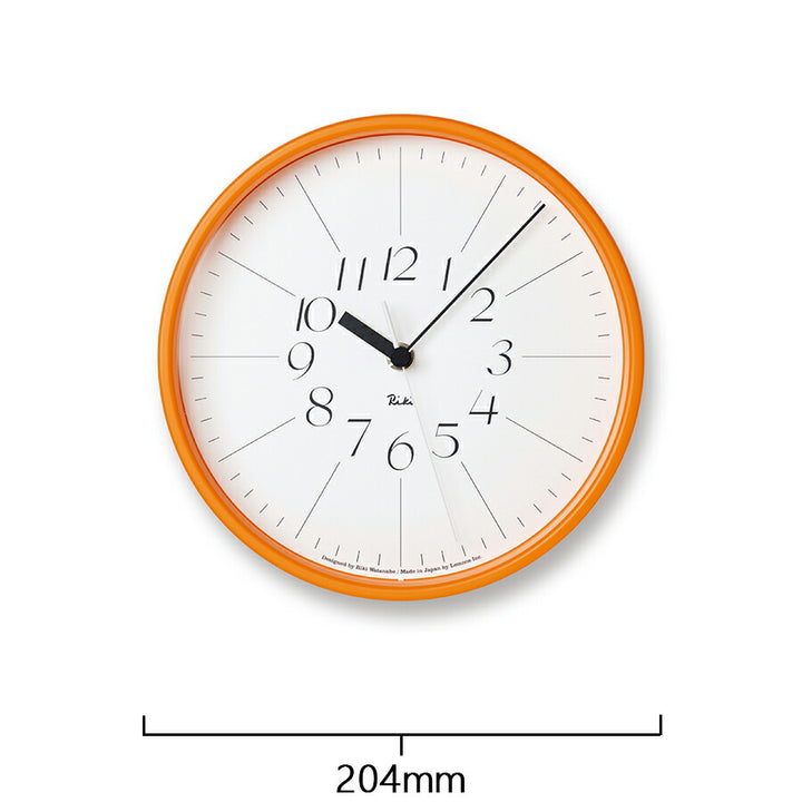 タカタレムノス 掛け時計 リキ スチール クロック 電波 クオーツ 電池式 オレンジ スイープセコンド 渡辺 力 WR24-11OR