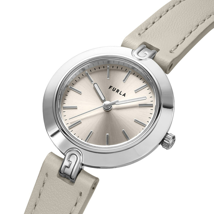 フルラ ロゴリンクス 3針 WW00006014L1 レディース クオーツ 電池式 サンレイダイヤル 革ベルト グレー