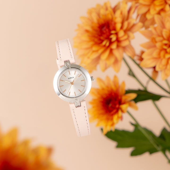 フルラ ロゴリンクス 3針 WW00006016L1 レディース クオーツ 電池式 サンレイダイヤル 革ベルト ピンク