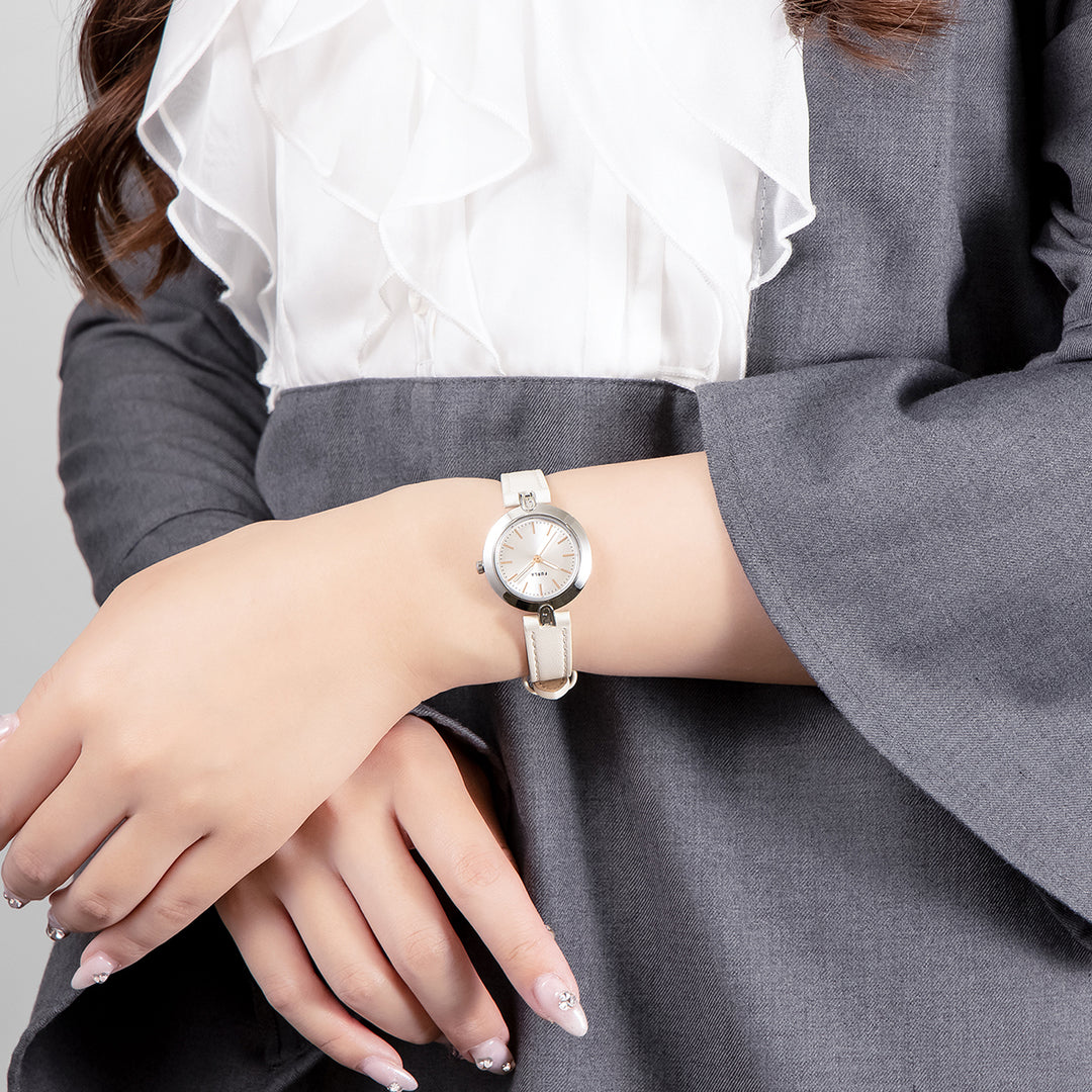 フルラ ロゴリンクス 3針 WW00006017L1 レディース クオーツ 電池式 サンレイダイヤル 革ベルト ホワイト