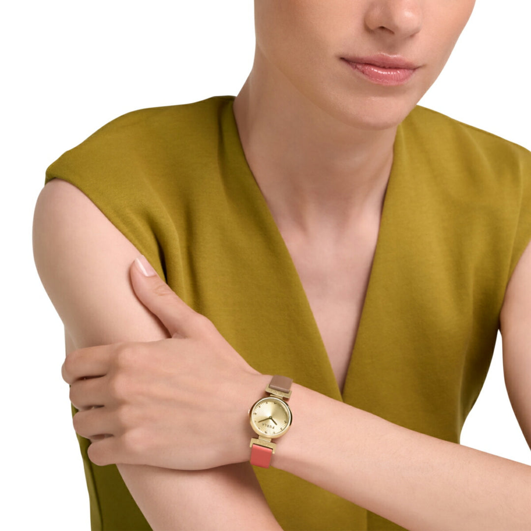 フルラ ツイスト 2針 WW00069003L2 レディース クオーツ 電池式 リバーシブル 革ベルト ブラウン オレンジ