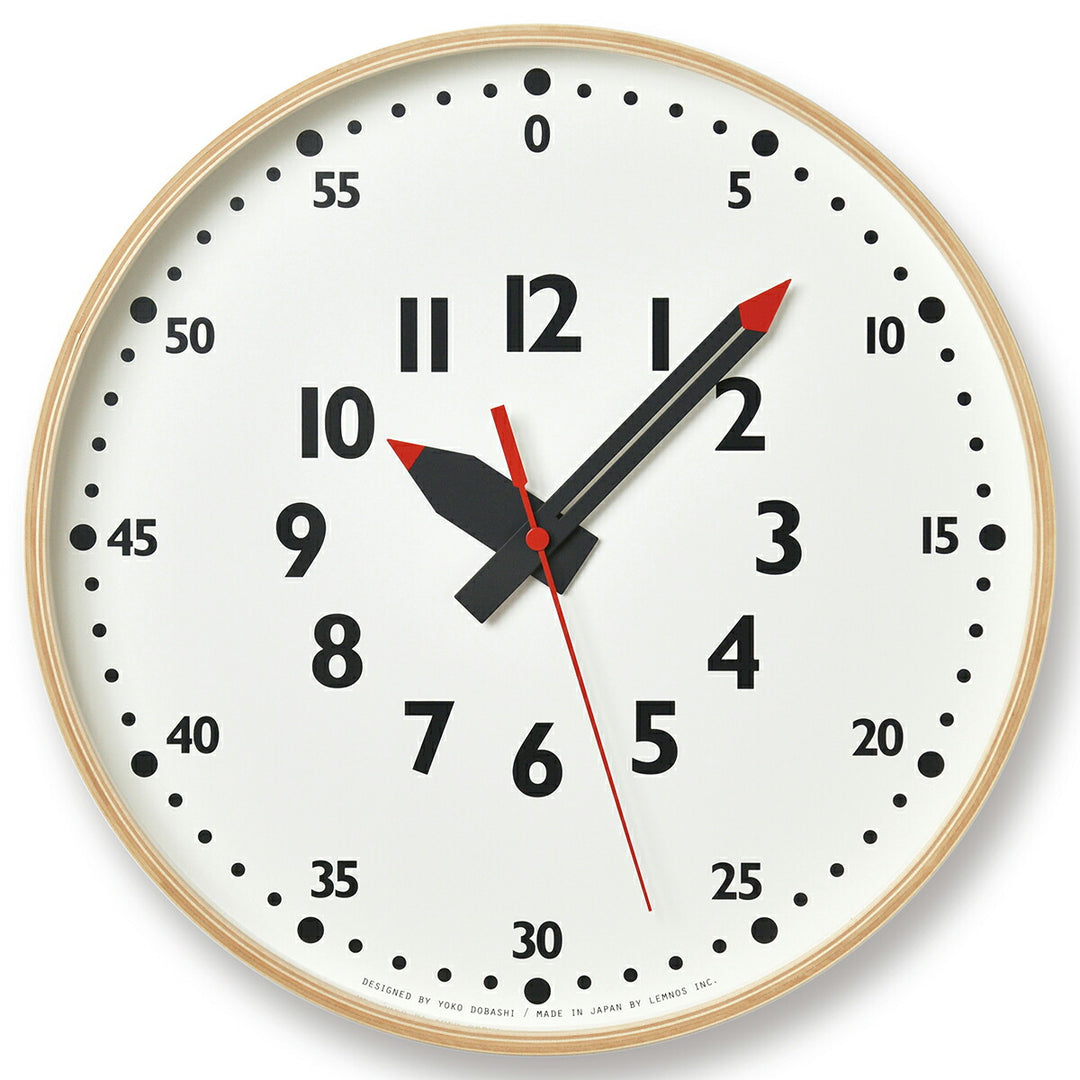 タカタレムノス 掛け時計 fun pun clock ふんぷんくろっく L ナチュラル 35.4cm クオーツ 電池式 土橋陽子 YD14-08L