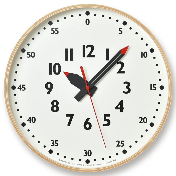 タカタレムノス 掛け時計 fun pun clock ふんぷんくろっく L ナチュラル 35.4cm クオーツ 電池式 土橋陽子 YD14-08L