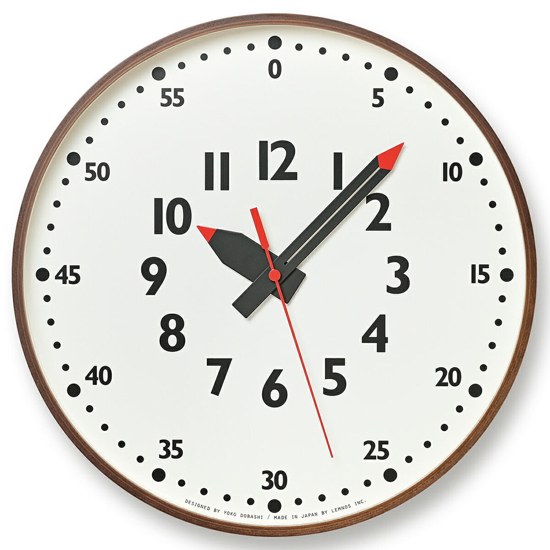 タカタレムノス 掛け時計 fun pun clock ふんぷんくろっく L ブラウン 35.4cm クオーツ 電池式 土橋陽子 YD14-08LBW